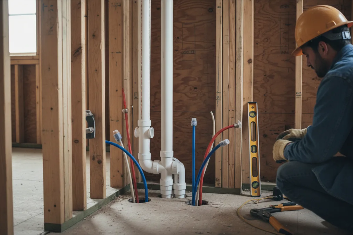 Drain and supply rough-in during Toilet Repair and Installation in Islip