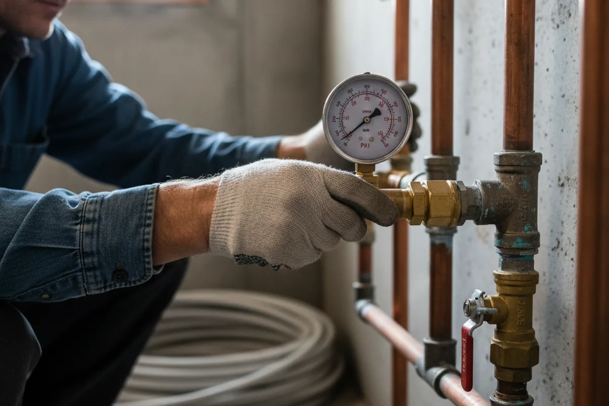 Pressure testing a repaired line during Water Line Repair in Islip